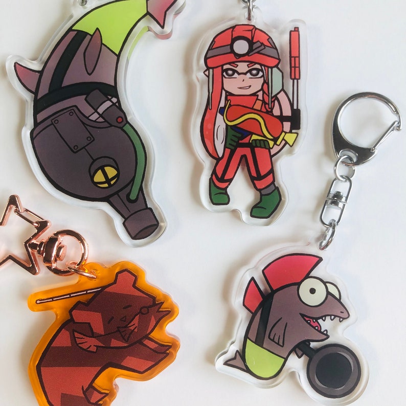 Salmon Run Keychains Grizzco Inkling Keychain Flipper Flopper Salmonid