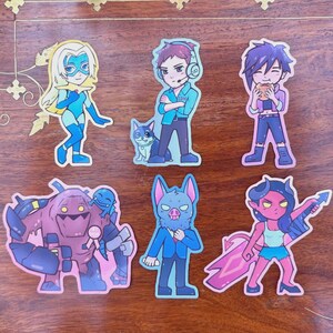 Dispatch Stickers Kawaii Robert Robertson Invisigal Blond Kavaj Malevola Sonar Golem