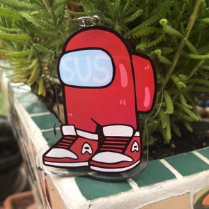 Amogus Keychain Sus Drip Imposter Among Us Meme Keychain Among Us Gift Crewmate Video Game Red Among Us Character Keychain Sus Meme Inpostor