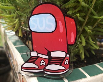 Amogus Keychain Sus Drip Imposter Among Us Meme Keychain Among Us Gift Crewmate Video Game Red Among Us Character Keychain Sus Meme Inpostor