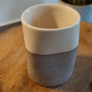 Handmade ceramic mug in stone look and special shape (250 ml)