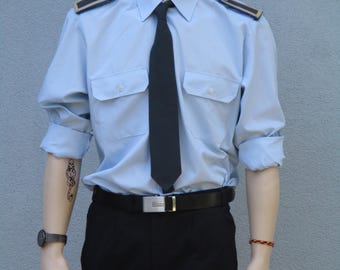 Bundeswehr Diensthemd Hemd BW Freizeithemd, Business Uniformhemd blau Langarm - kurzarm