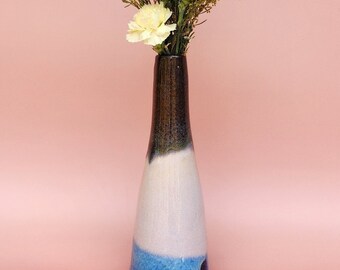 Handmade Ceramic Bud Vase for flowers or propagations - Multi Colour Glazed