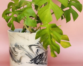 Handmade Ceramic Cover Pot for indoor plants - Marble Glaze