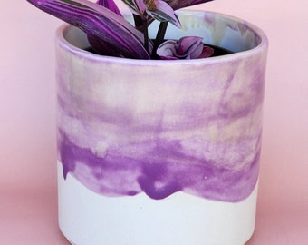 Handmade Ceramic Cover Pot for indoor plants - Lilac Glaze