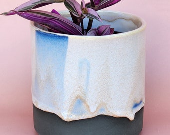 Handmade Ceramic Cover Pot for indoor plants - Monochrome Glaze