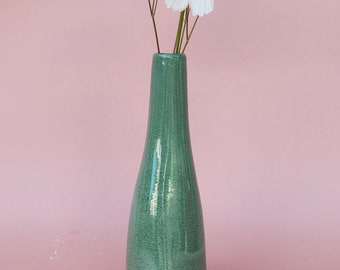 Handmade Ceramic Bud Vase for flowers or propagations - Green Stone Glazed