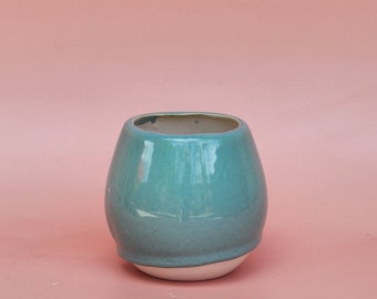 Handmade Succulent or Small Plant Pot - Turquoise Glazed