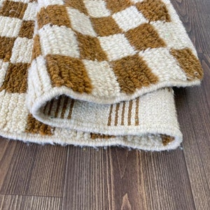 Checkered Moroccan rug, Checkerboard rug runner, Custom area rug, Boho checker rug, Teppich Area " Wool " Shaggy Carpet