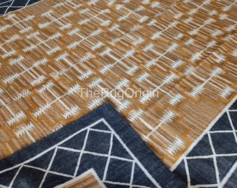 Brown Wool Kilim Rug – Handmade Flatweave Carpet – Modern Tribal Geometric Area Rug for Living Room or Bedroom Decor
