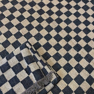 Handmade Checker Rug, Jute Kilim Checkerboard Rug, Home Decor Checkered Dhurrie, Custom Area Runner Rug