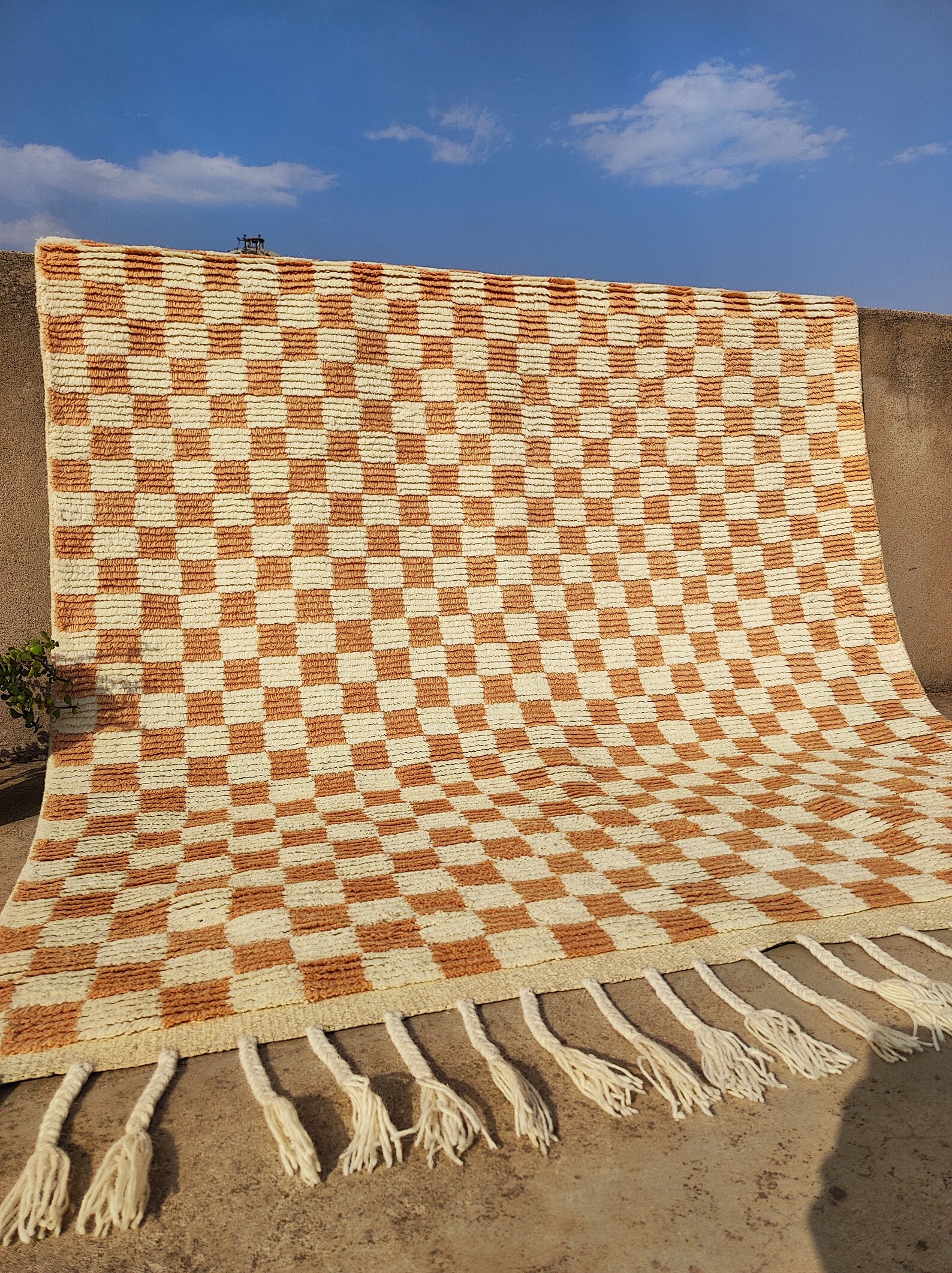 Checker Moroccan Rug, Checkered Rug Wool, Boho Decor, Handmade Wool Rug ...