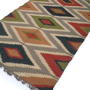 Home Décor Jute Kilim Geometric Designer Rug, Floor And Rugs, Wool And Jute Kilim Area Rug