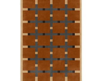 Handgetuft wollen dambordkleed | Modern geometrisch tapijt | Gedurfd accenttapijt | Aangepast formaat | Hedendaags vloerkleed