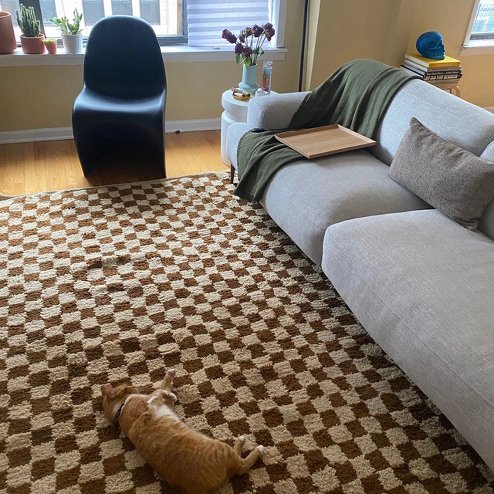 Checkered Moroccan Rug, Checkerboard Rug Runner, Custom Area Rug, Boho ...