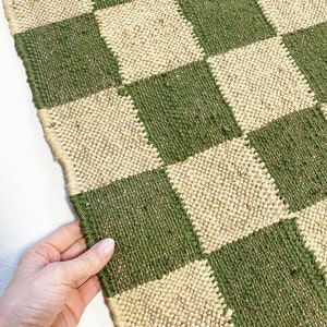 Checkered Kilim Rug, Handmade Checkerboard Rug, Jute Checker Rug, Home ...
