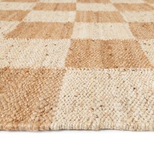 Jute Checkered Home Décor Floor Area Rug, Natural And Bleach Hemp Runner Rug