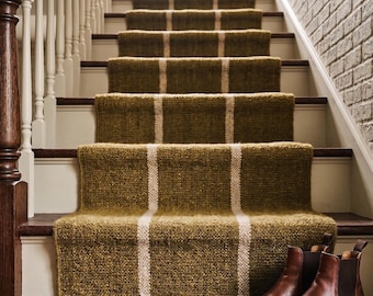Handmade Wool Stair Runner, Custom Size, Flatweave Wool Rug, Kilim Hallway Runner, Olive Green Brown Geometric Entryway Rug