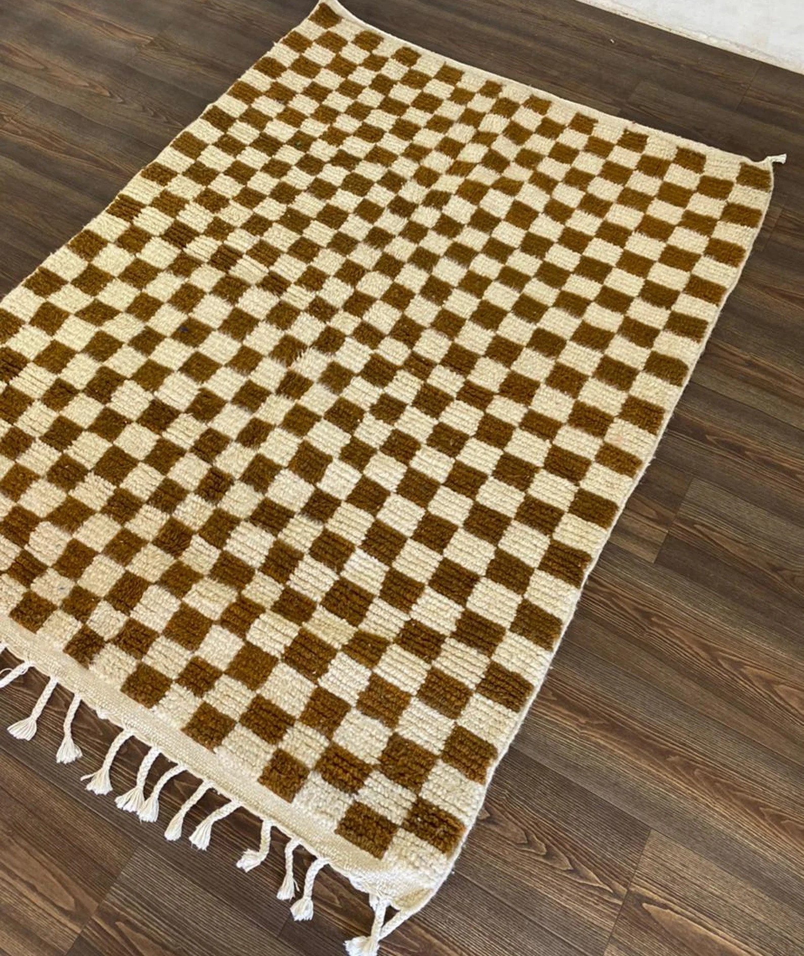 Squear Check Rug Checkered Moroccan Rug, Checkerboard Rug Runner, Custom Area Rug, Boho ...