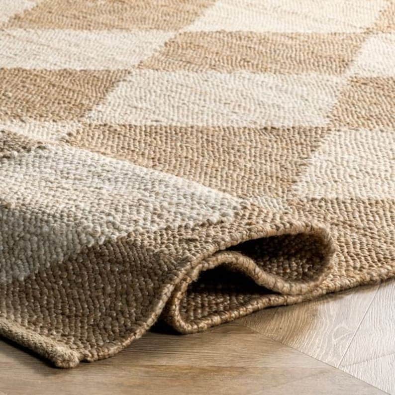 Handmade Jute Diamond Rug, Home Decor Rug, Custom Area Rug, Nordic Rug, Organic Natural Jute Runner