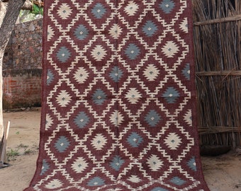 Handmade KILIM Rug, Multicolor; Jute Rug; Kilim Dhurrie; traditional Indian; Chic, Victorian, Hipster; Custom Sizes FREE SHIPPIING