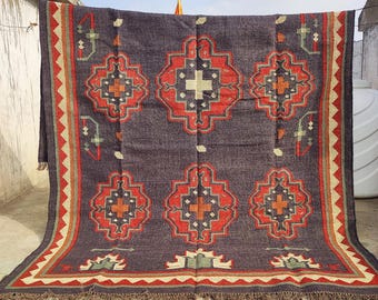 Ręcznie robiony dywan z juty | Dywan z juty | Dywan boho naturalny | Ekologiczny wystrój rustykalny | Tkana mata podłogowa