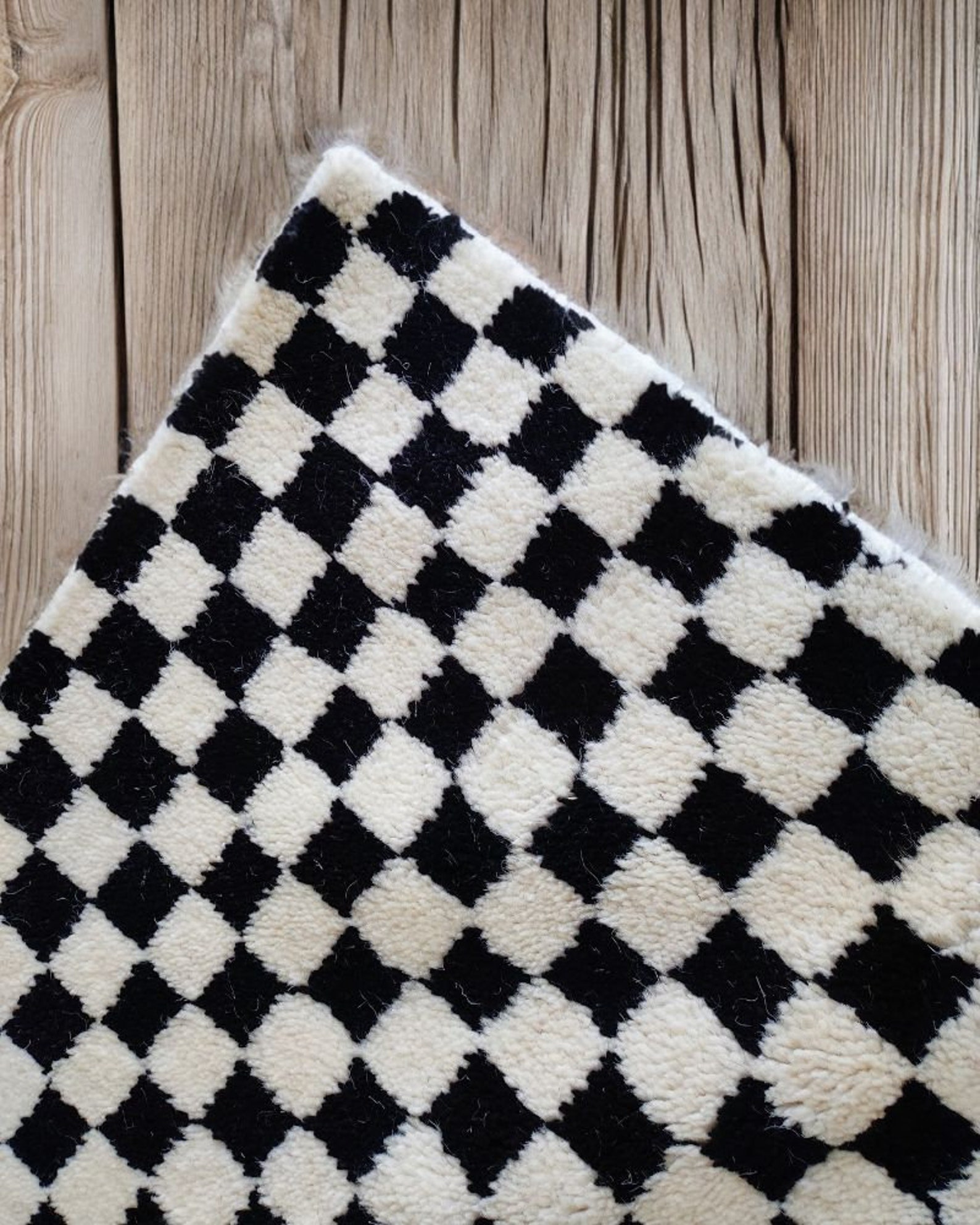 Home Decor Checkered Rug, Black Checker Rug, Moroccan Rug Black & White ...