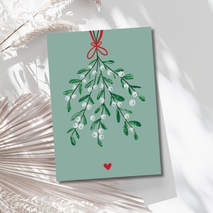 Gift card with Mistletoe illustration to celebrate the new year
