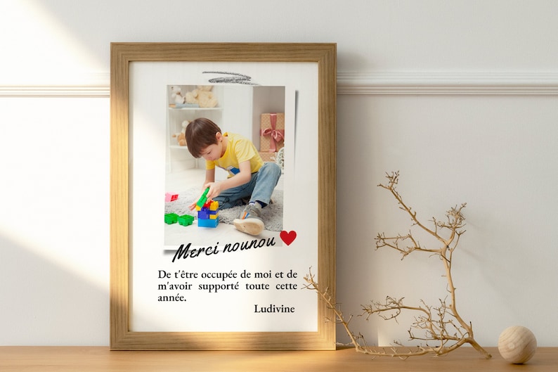 Frame with printed poster to personalize with photo to thank your nanny image 3