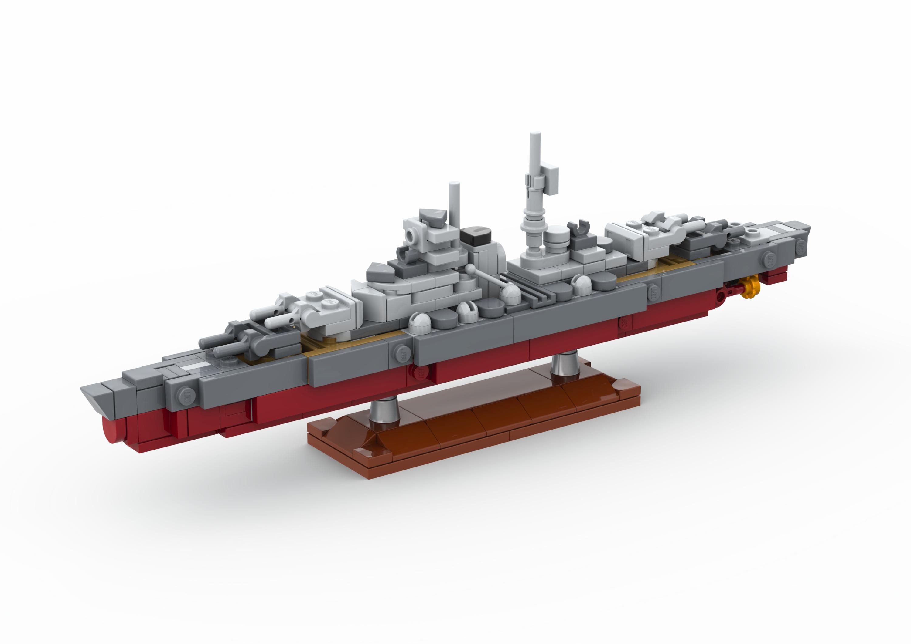 LEGO Battleship Tirpitz MOC With Display Stand - Digital Building
