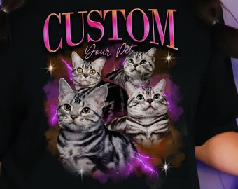 Cats: Paw-sitively Unique Custom Cat Bootleg Rap , Custom Cat, Custom Photo - Vintage Graphic 90s Tshirt, CUSTOM Your Own Bootleg Idea Here