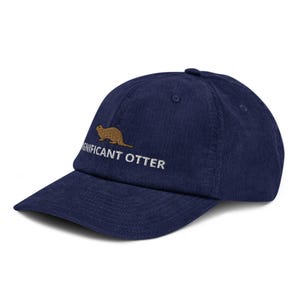 Otter Corduroy Hat, YOUR TEXT Personalized Embroidered Unisex Hat, Handmade Corduroy Cap, Adjustable Corduroy Cap Gift - Multiple Colors