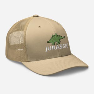 Stegosaurus Trucker Hat, Your Text / Logo Personalized Embroidered Unisex Hat, Handmade, Adjustable Trucker Cap Gift - Multiple Colors