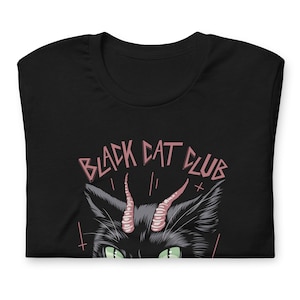 T-shirt Black Cat Club à Schwarz - schwarze Katze - Devil - Teufel
