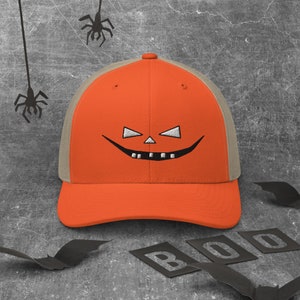 Pumpkin Face Hat, Smiles Jack Jack-O-Lantern, Halloween Pumpkin Hat, Spooky Season, Jack o lantern Trucker Cap