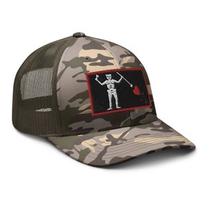 Multicam Cam Blackbeard Hat, Edward Teach Hat, Pirate Flag, Heart Hat, Jolly Roger Structured Cap, Trucker-Hat - multiple camouflage colors