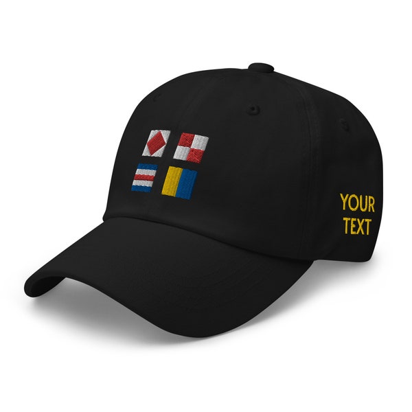 Drapeaux nautiques Chapeau de papa, Cadeau pour marin, Cadeau pour plaisanciers, Casquette de skipper, Chapeau de capitaine nautique - Broderie personnalisée Drapeaux de signalisation maritime