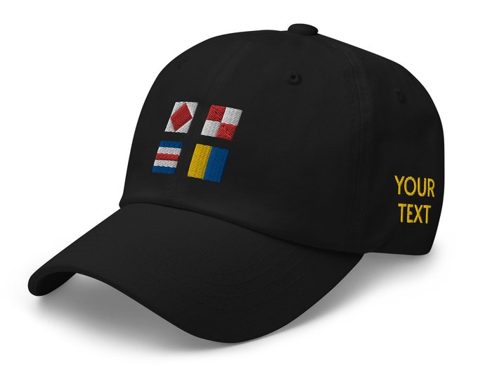 Nautical Flags Dad hat, Gift For Sailor, Gift For Boaters, Skipper's cap, Nautical Captain hat - Custom Embroidery Maritime Signal Flags