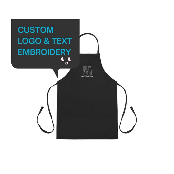 Custom Logo Apron With Custom Embroidery Etsy