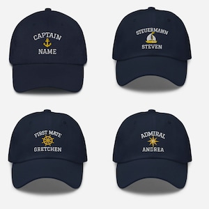 Captain Hats Embroidery, Skipper custom baseball cap, customize your Captains hat,  embroidered First Mate boat dad hat,baseball cap