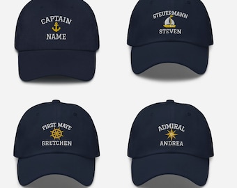 Captain Hats Embroidery, Skipper custom baseball cap, customize your Captains hat,  embroidered First Mate boat dad hat,baseball cap