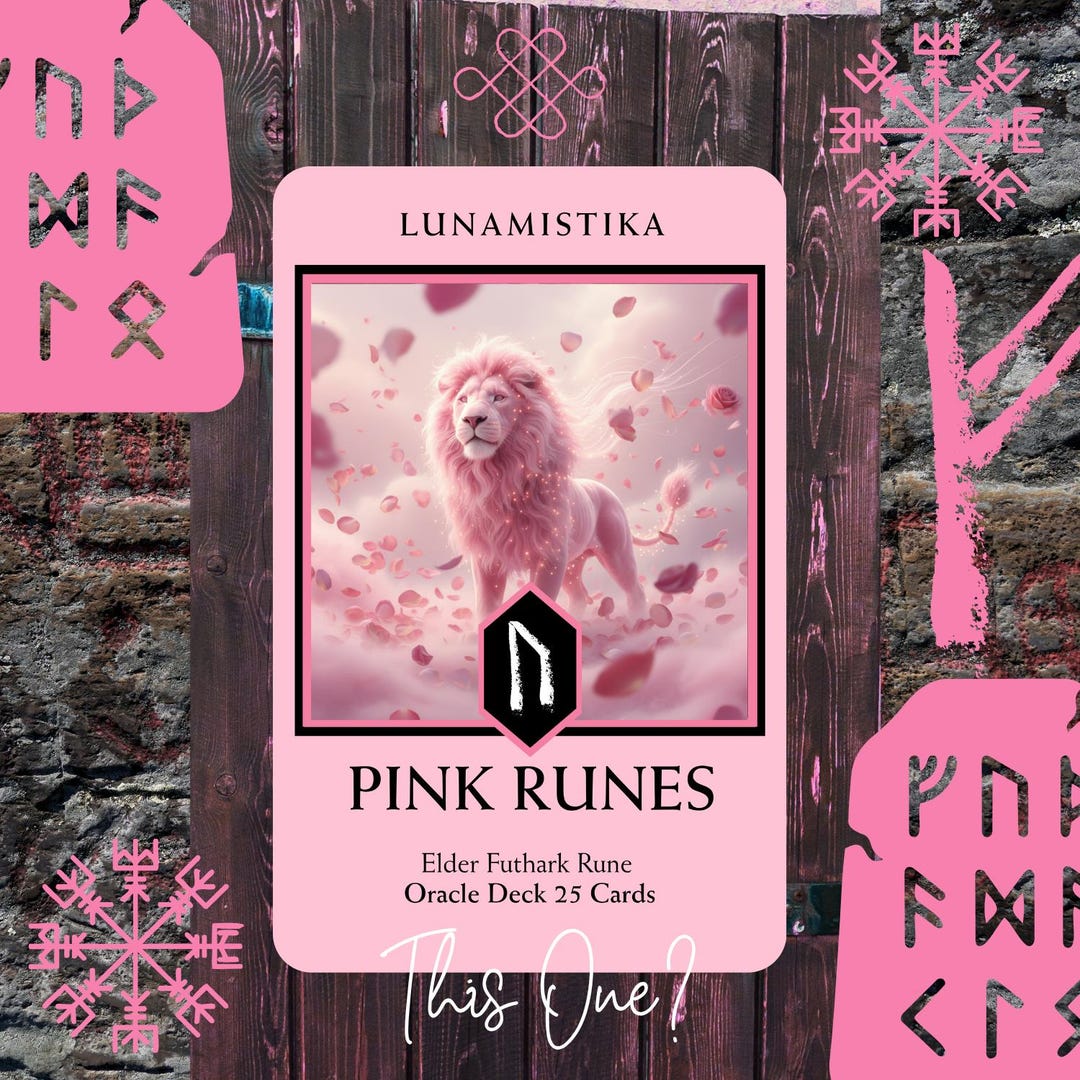 Oracle Pink Runes – 25 Elder Futhark Rune Cards Pink | Ritual Size Rune ...