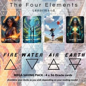 The four Elements Lenormand, pack of 4 decks based on the four elements of nature