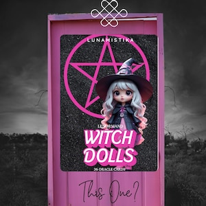 Witch Doll Lenormand, oracle with 36 illustrations based on adorable witch dolls