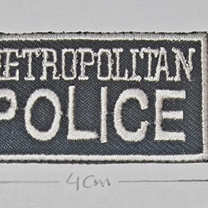 METROPOLITAN POLICE Black/silver Iron-On/sew-On Patch Logo for Trousers/Shirts/Jackets