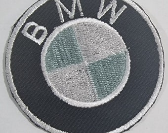 BMW ROUND Silver/Green CAR/Motor Iron-On/Sew-On patch logo