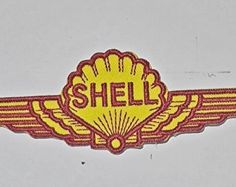 SHELL PETROLEUM WING Red/Yellow  Car/Motor Iron-On/Sew-On patch logo