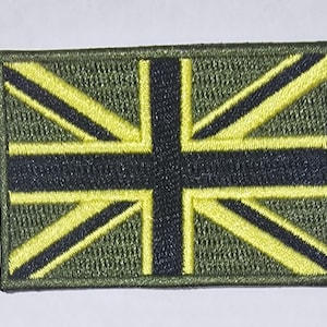 UNION JACK Green/Gold/Black Iron-On/sew-On Patch Logo for Trousers/Shirts/Jackets
