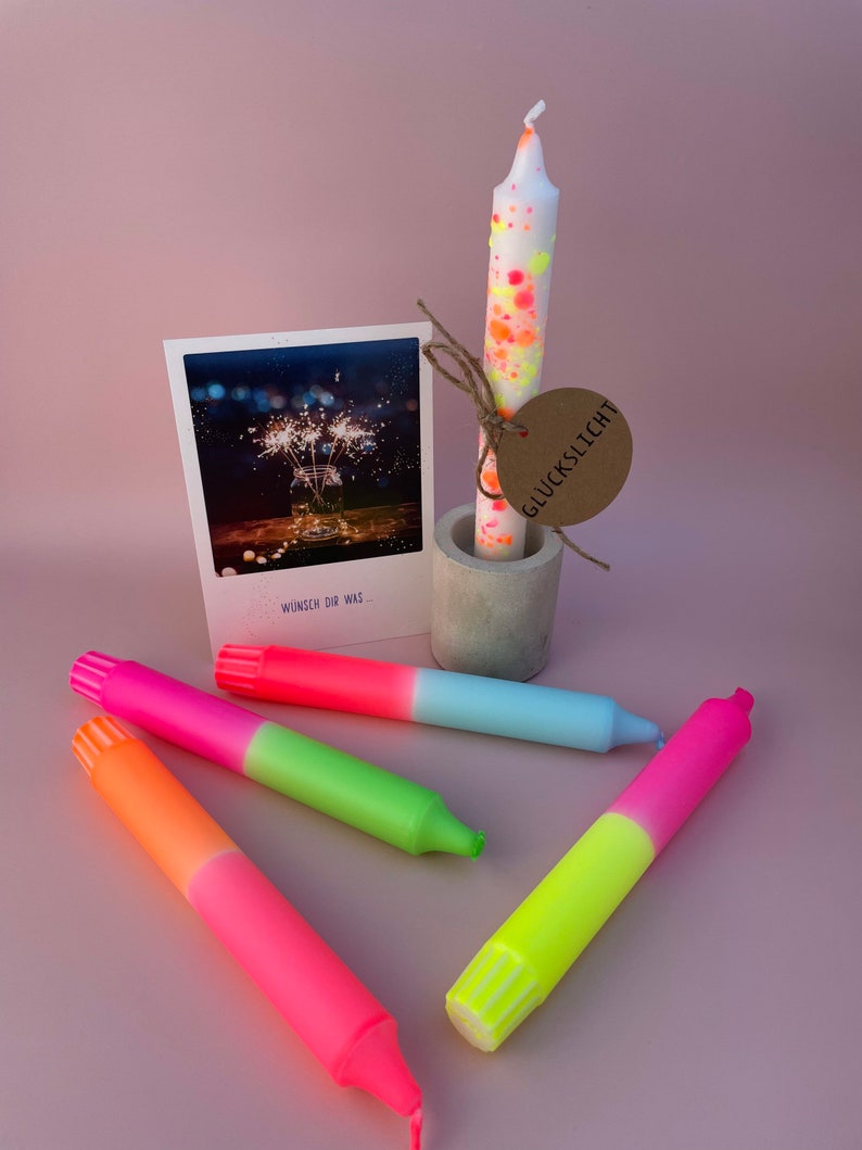 Dip Dye Candles / Set of 5 / NEON MIX / Lucky Light image 6