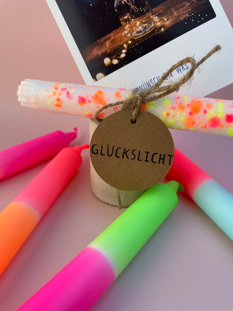 Dip Dye Candles / Set of 5 / NEON MIX / Lucky Light image 2